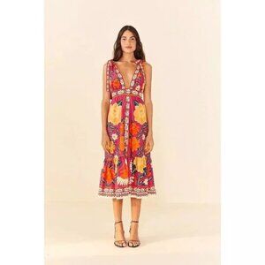 FARM Rio Flower Tapestry Midi Dress